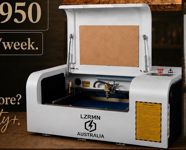 LZRMN desktop CO2 laser in Scott's workshop